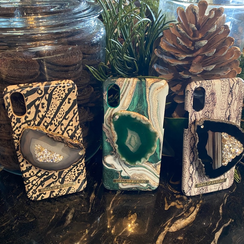 3 custom ideal of Sweden Apple Iphone cases w/ swarofski real stone popouts